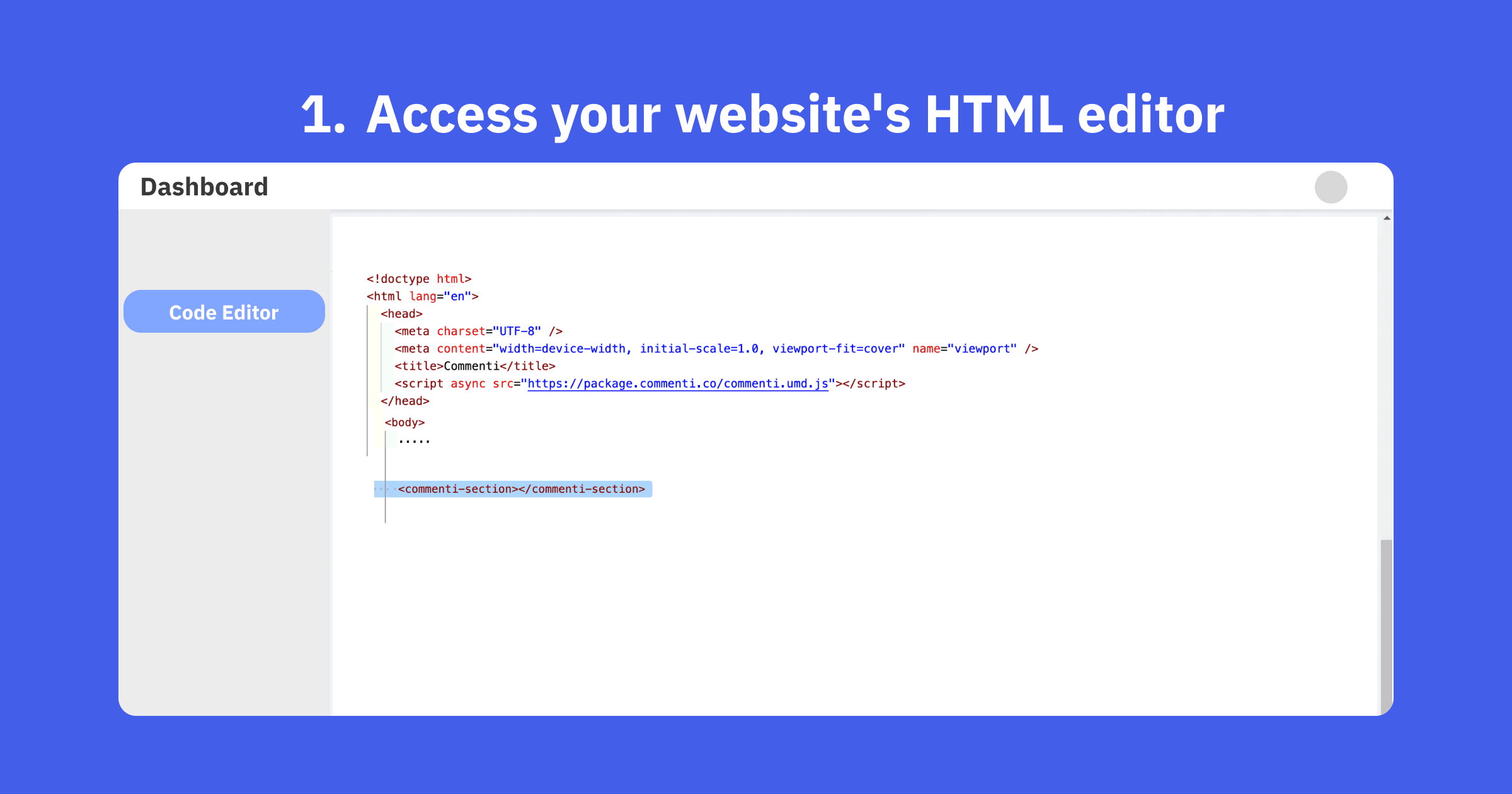 Access your website's HTML editor