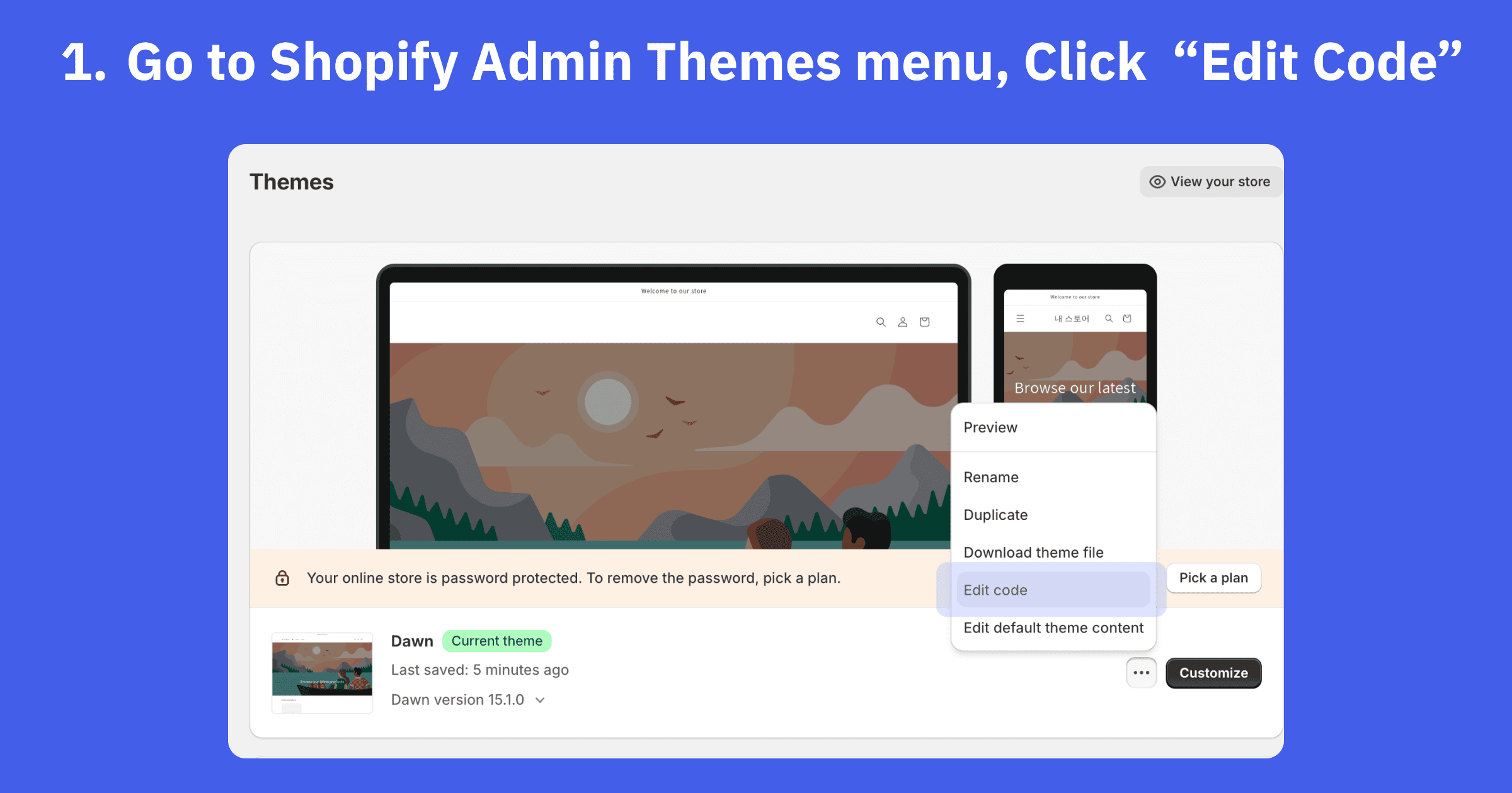 Access Shopify Admin Themes