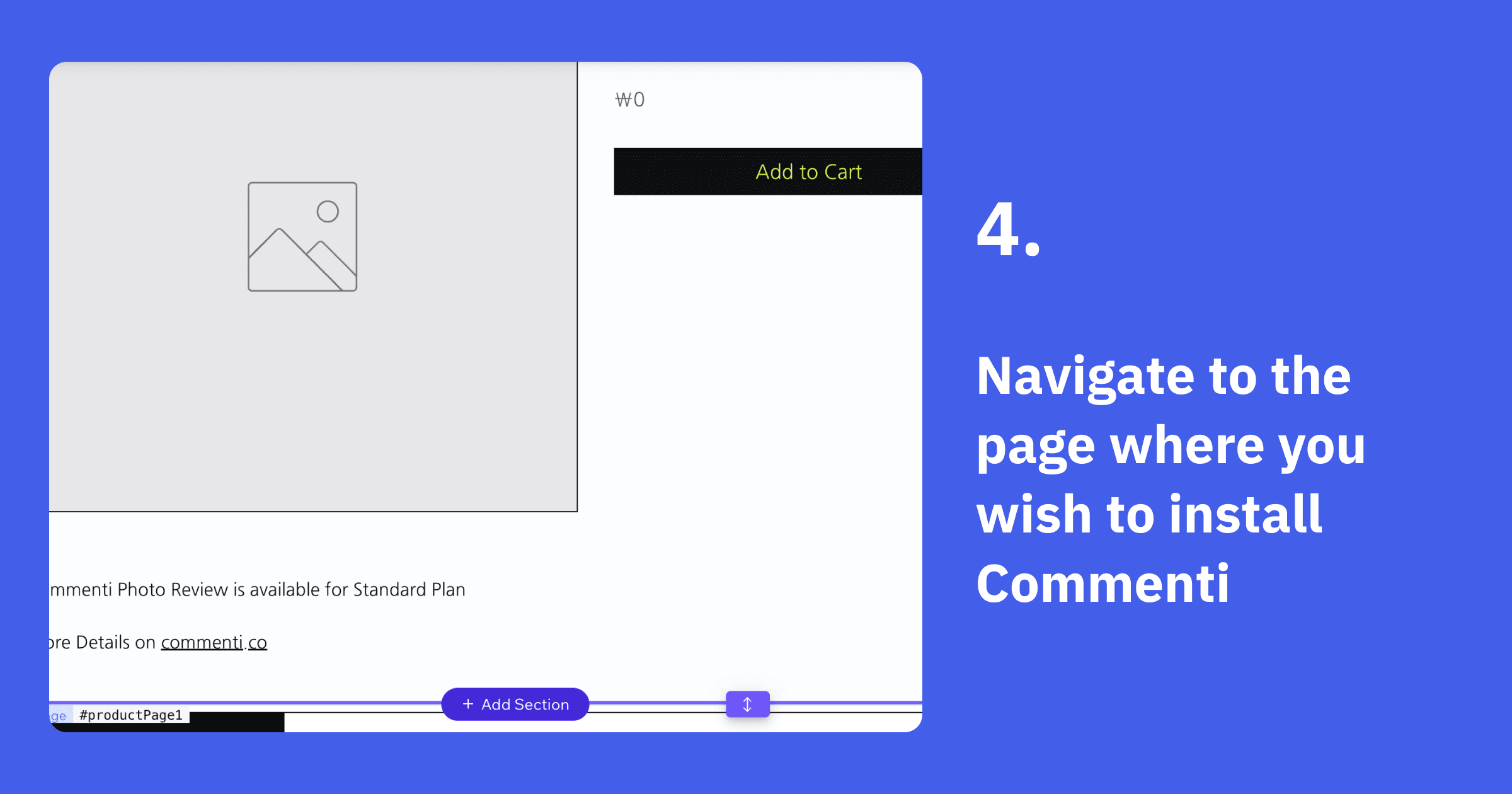 Navigate to the page where you wish to install Commenti