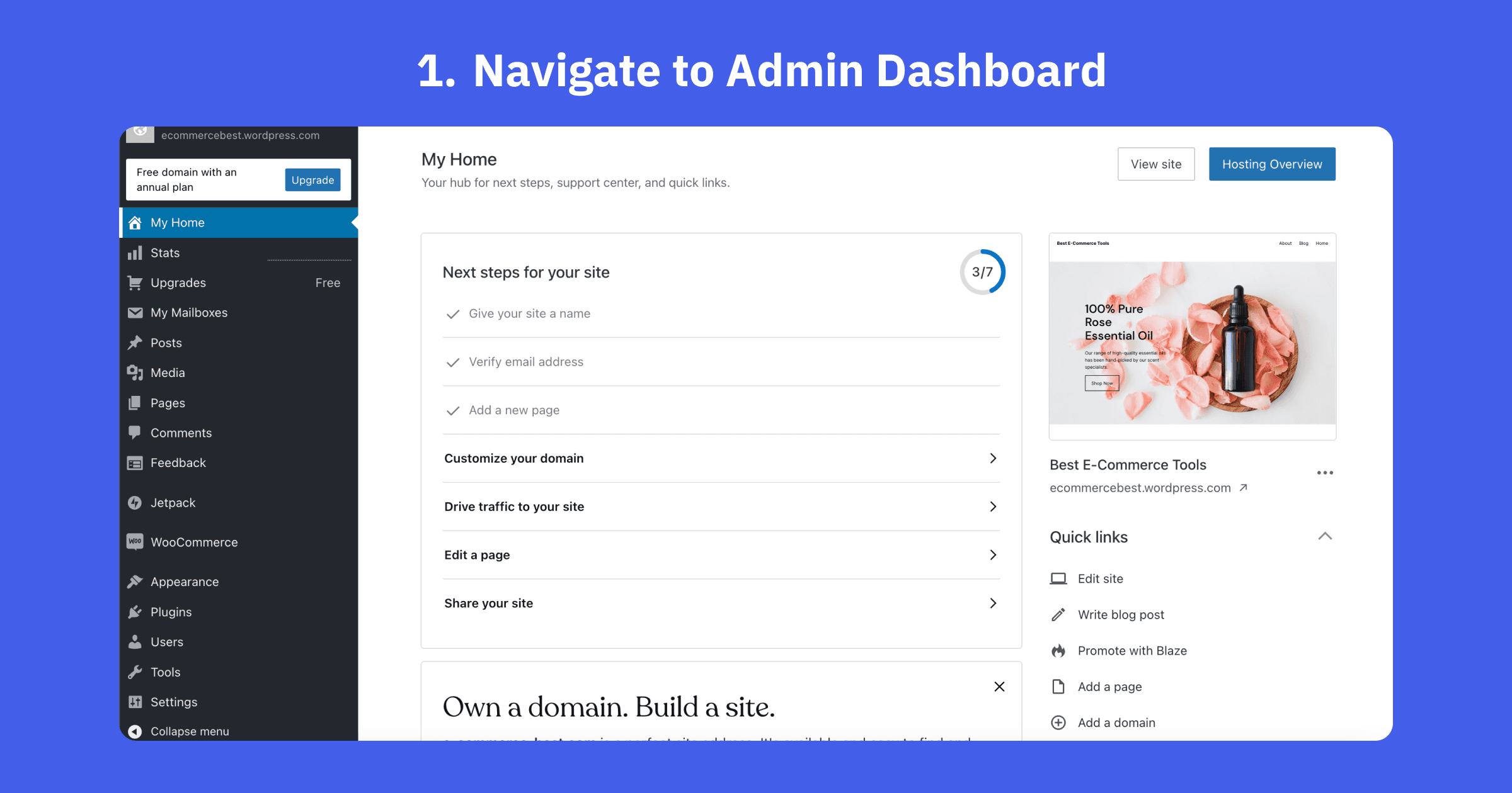 Navigate to WordPress Admin Dashboard